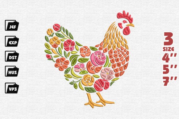 Colorful Folk Art Floral Chicken Embroidery Review