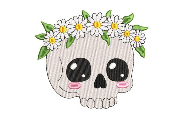 Cute Halloween Skull with Flowers Design Review