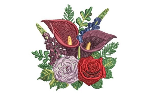Dark Red Floral Bouquet: Holiday Embroidery Review