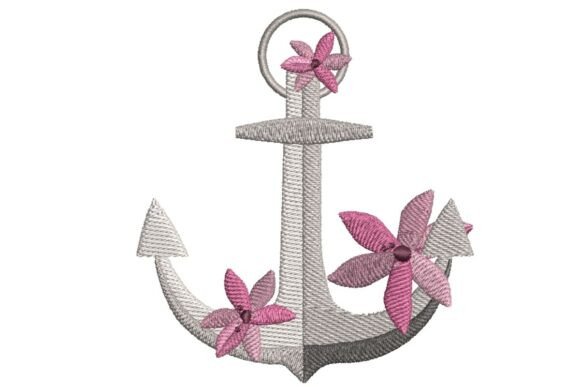 Floral Anchor Embroidery: Soft Florals Meet Nautical Charm