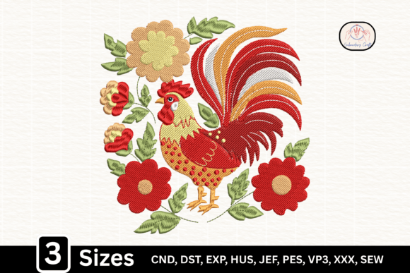 Folk Art Chicken Floral Rooster for Etsy