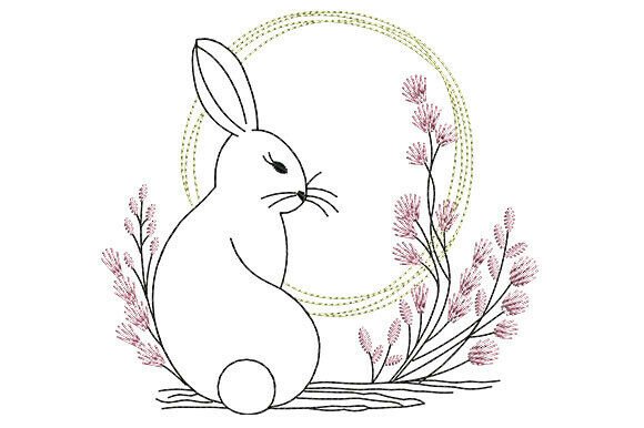 Minimalist Bunny with the Moon: A Tender Embroidery Design Review