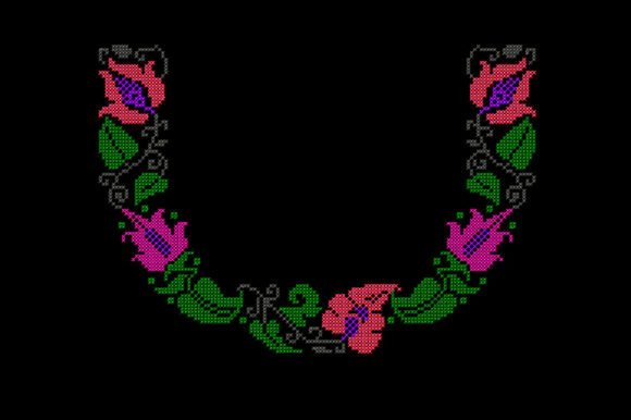 Neckline Flowers Cross Stitch Pattern