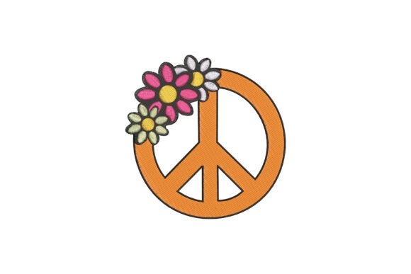 Peace and Flowers Embroidery Design for Business Merch