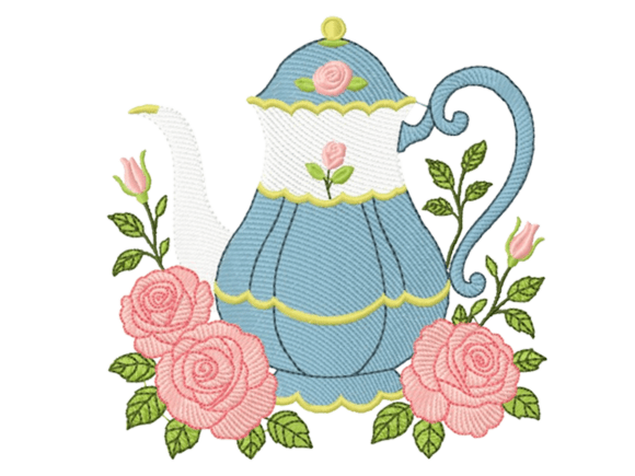 Teapot with Roses: A Designer's Review for Seasonal Embroidery