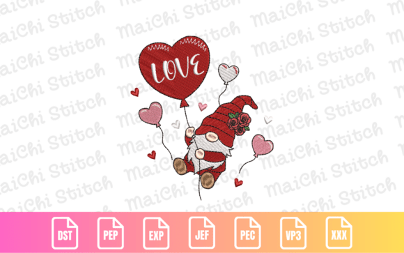 Valentine Gnome with Heart Balloons Embroidery Review